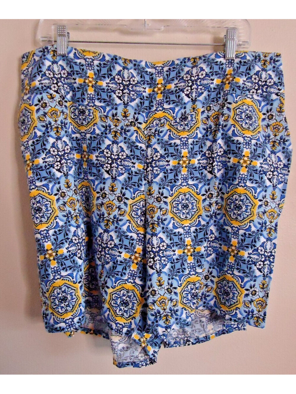 Cato Linen Blend Shorts Blue Floral Print Pull On Casual Womens Plus 18/20w